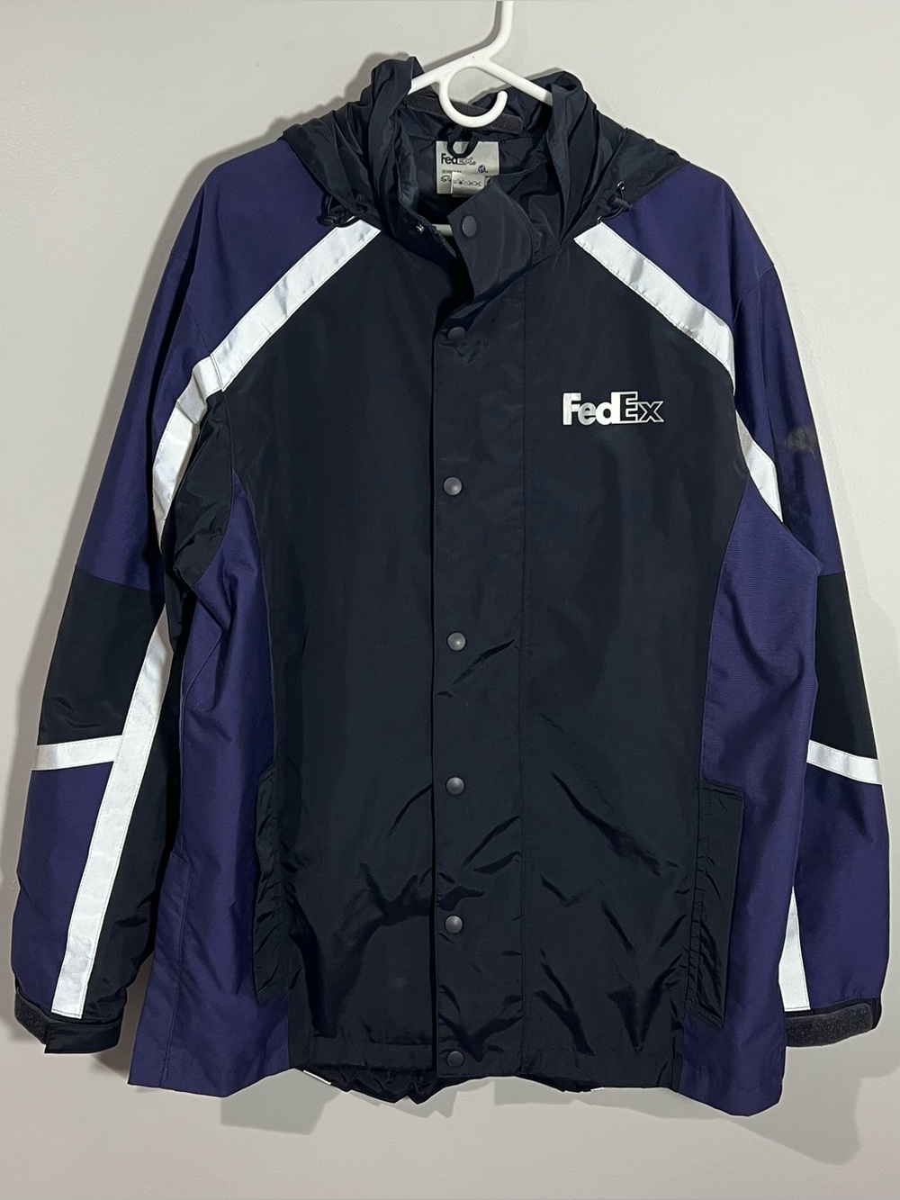 Vintage Stan Herman FedEx Federal Express Black Full Zip Jacket Mens Large
